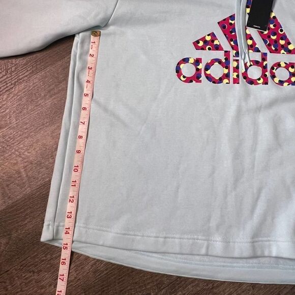 Adidas Women's Halo Mint Cotton Graphic Logo Fleece Pullover Hoodie-Plus Size 2X - Picture 6 of 6